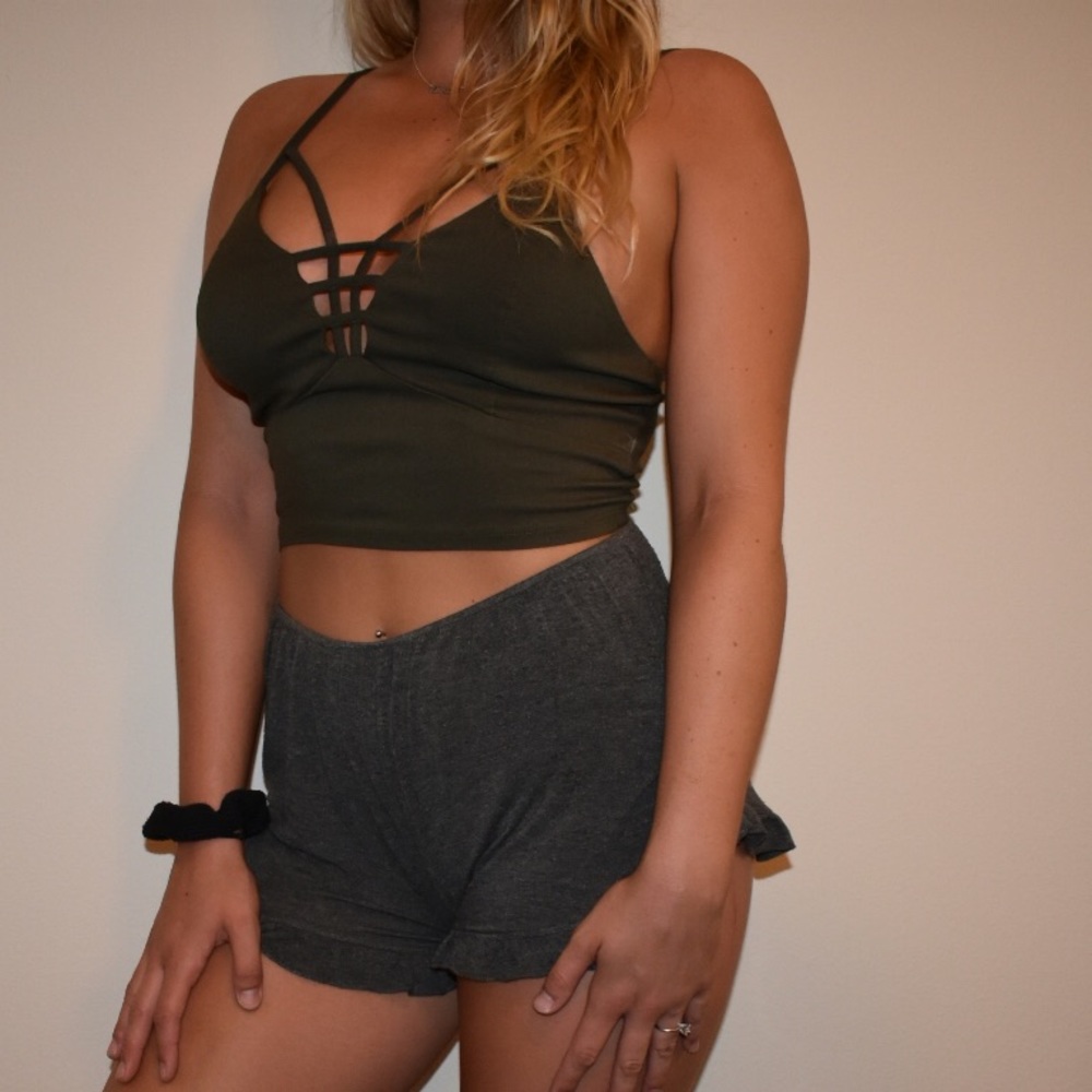 olive green crop top